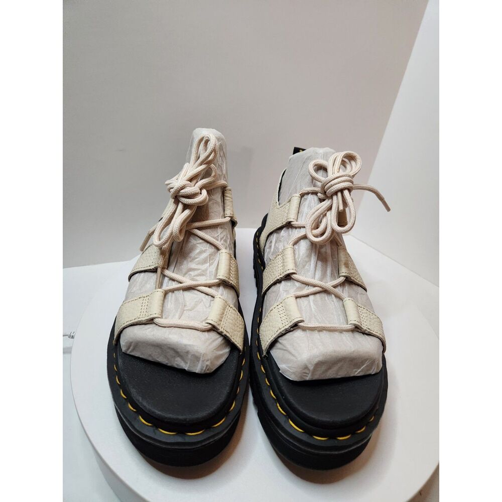Dr. Martens Cream Leather Platform Sandals with Black Sole - Picture 2 of 12